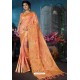 Peach Designer Banarasi Silk Weaving Party WearﾠSari