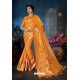 Orange Designer Banarasi Silk Weaving Party WearﾠSari