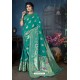 Aqua Mint Designer Banarasi Silk Weaving Party WearﾠSari