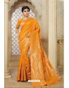 Yellow Designer Banarasi Silk Weaving Party WearﾠSari
