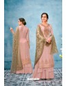 Dusty Pink Embroidered Banarasi Silk Designer Palazzo Salwar Suit