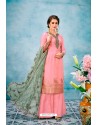 Pink Embroidered Banarasi Silk Designer Palazzo Salwar Suit