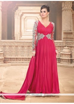 Awesome Pink Chiffon Designer Gown