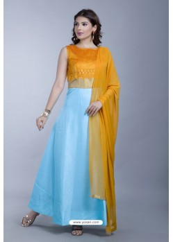 Sky Blue Heavy Embroidered Gown Style Designer Anarkali Suit