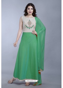 Jade Green Heavy Embroidered Gown Style Designer Anarkali Suit