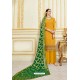 Yellow Designer Party Wear Embroidered Pure Jam Satin Palazzo Salwar Suit