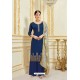 Dark Blue Designer Party Wear Embroidered Pure Jam Satin Palazzo Salwar Suit