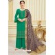 Jade Green Designer Party Wear Embroidered Pure Jam Satin Palazzo Salwar Suit