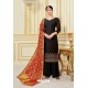 Black Designer Party Wear Embroidered Pure Jam Satin Palazzo Salwar Suit