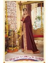 Maroon Party Wear Designer Embroidered Dola Silk Sari