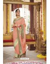 Light Orange Party Wear Designer Embroidered Dola Silk Sari