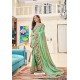 Sea Green Party Wear Designer Embroidered Soft Silk Sari