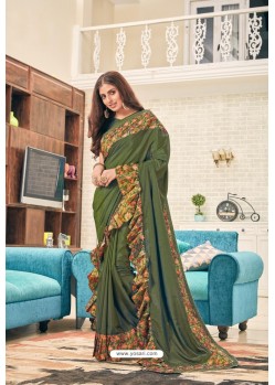 Mehendi Party Wear Designer Embroidered Soft Silk Sari