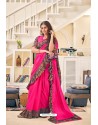 Fuchsia Party Wear Designer Embroidered Soft Silk Sari
