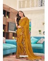 Marigold Party Wear Designer Embroidered Soft Silk Sari