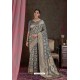 Grey Party Wear Designer Embroidered Fancy Silk Sari