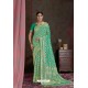 Jade Green Party Wear Designer Embroidered Fancy Silk Sari