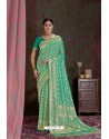 Jade Green Party Wear Designer Embroidered Fancy Silk Sari