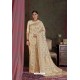 Light Beige Party Wear Designer Embroidered Fancy Silk Sari