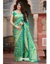 Jade Green Party Wear Designer Embroidered Sari