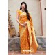 Yellow Party Wear Designer Embroidered Sari