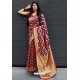 Maroon Party Wear Designer Embroidered Sari