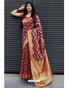Maroon Party Wear Designer Embroidered Sari