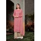 Pink Heavy Embroidered Designer Party Wear Georgette Straight Salwar Suit