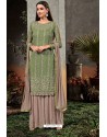 Green Heavy Embroidered Designer Party Wear Georgette Straight Salwar Suit