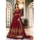 Maroon Heavy Embroidered Designer Party Wear Pure Georgette Anarkali Suit