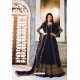 Navy Blue Heavy Embroidered Designer Party Wear Pure Georgette Anarkali Suit
