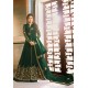 Dark Green Heavy Embroidered Designer Party Wear Pure Georgette Anarkali Suit