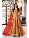 Rust Heavy Embroidered Designer Party Wear Pure Georgette Anarkali Suit