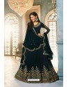 Peacock Blue Heavy Embroidered Designer Party Wear Pure Georgette Anarkali Suit