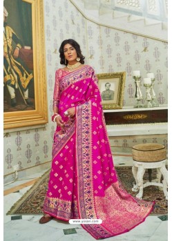 Rani Party Wear Designer Pathani Silk Embroidered Sari