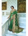 Forest Green Party Wear Designer Pathani Silk Embroidered Sari