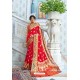 Red Party Wear Designer Pathani Silk Embroidered Sari