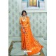 Orange Party Wear Designer Pathani Silk Embroidered Sari