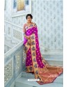 Magenta Party Wear Designer Pathani Silk Embroidered Sari