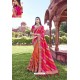 Orange Party Wear Designer Pure Banarasi Silk Embroidered Sari