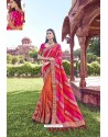 Orange Party Wear Designer Pure Banarasi Silk Embroidered Sari