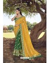 Forest Green Party Wear Designer Pure Banarasi Silk Embroidered Sari