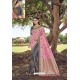 Grey Party Wear Designer Pure Banarasi Silk Embroidered Sari