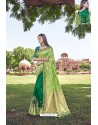 Forest Green Party Wear Designer Pure Banarasi Silk Embroidered Sari