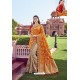 Orange Party Wear Designer Pure Banarasi Silk Embroidered Sari