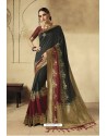 Carbon Party Wear Designer Banarasi Silk Embroidered Sari