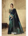 Navy Blue Party Wear Designer Banarasi Silk Embroidered Sari