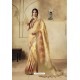 Cream Party Wear Designer Banarasi Silk Embroidered Sari
