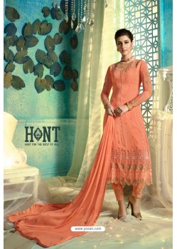 Light Orange Heavy Designer Party Wear Straight Salwar Suit