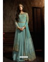 Sky Blue Designer Heavy Embroidered Net Anarkali Suit